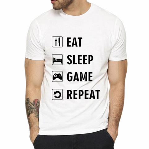 Lucky Gamer Men Eat Sleep Game Repeat T-Shirt